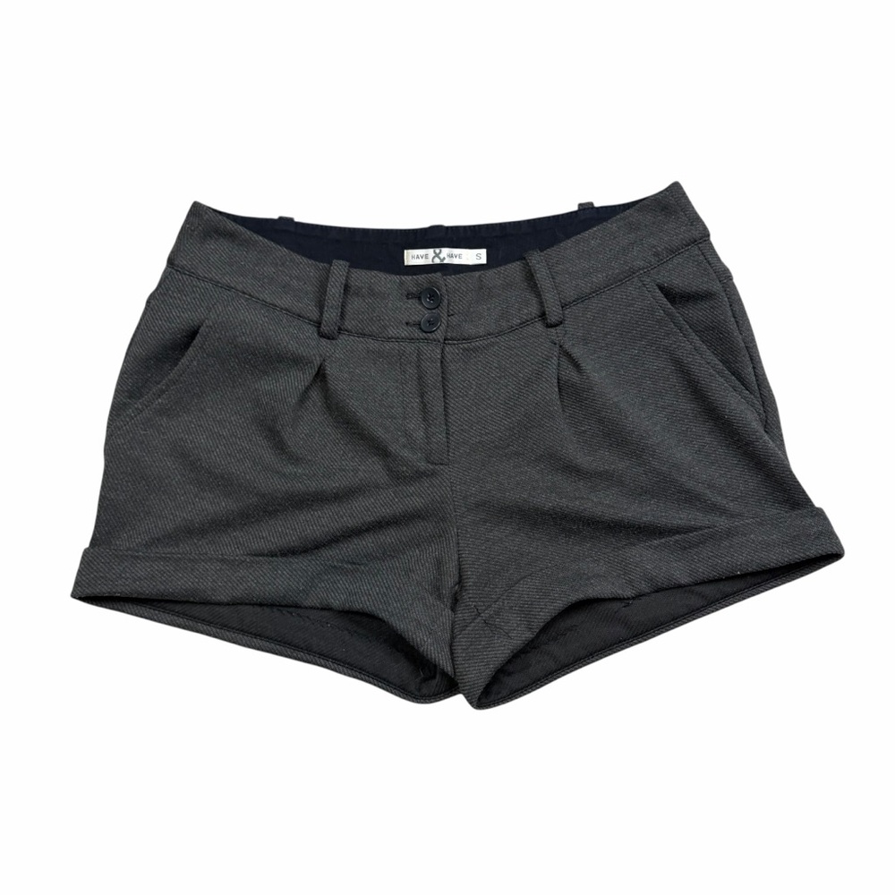 10/$25🦋 Have & Have Dark Gray Mid Rise Pleated Cuffed Dress Shorts - Size Small